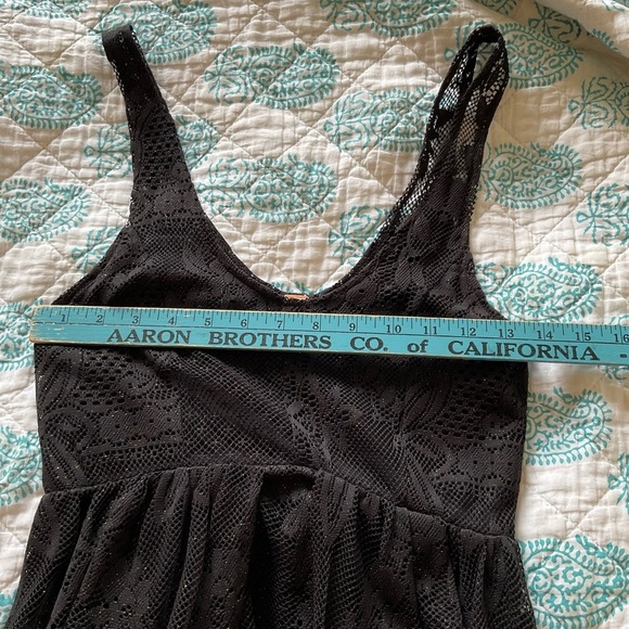 Free People Kristal Metallic Lace Fit and Flare Black Tank Mini Dress in Size 0 - Picture 9 of 12